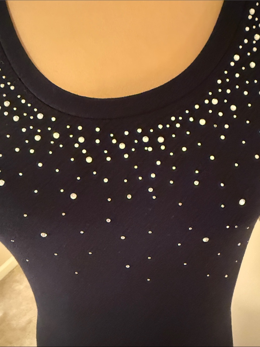 Sleeveless Black Studded Scoop Neck Tank Top - Picture 2 of 6